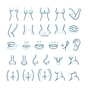 Plastic surgery line icons set